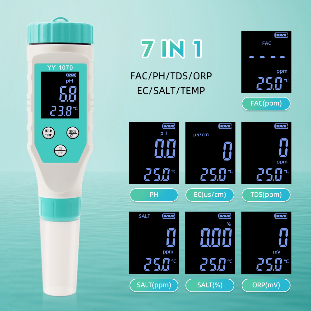 7 IN 1 Cl Temperature TDS ORP  - огляд і ціна Marine Aquarium Water Testing