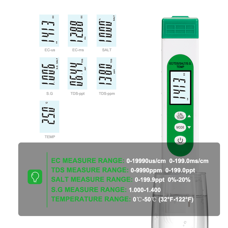5 in 1 TDS EC SALT S.G TEMP Wa - огляд і ціна Marine Aquarium Water Testing